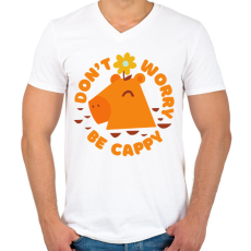 PRINTFASHION Don't worry be Cappy! - Férfi V-nyakú póló - Fehér
