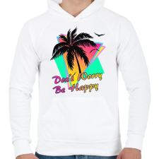 PRINTFASHION Don't worry, be happy - Férfi kapucnis pulóver - Fehér férfi pulóver, kardigán