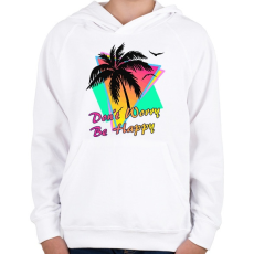 PRINTFASHION Don't worry, be happy - Gyerek kapucnis pulóver - Fehér