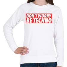 PRINTFASHION Don't worry, Be techno - Női pulóver - Fehér női pulóver, kardigán