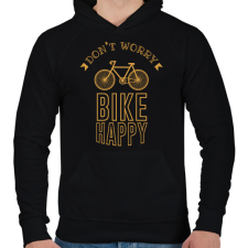 PRINTFASHION Don't worry - Bike happy - Férfi kapucnis pulóver - Fekete férfi pulóver, kardigán