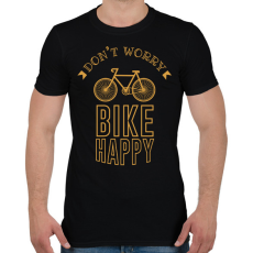PRINTFASHION Don't worry - Bike happy - Férfi póló - Fekete