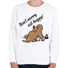 PRINTFASHION Don't worry eat happy - Gyerek pulóver - Fehér gyerek pulóver, kardigán