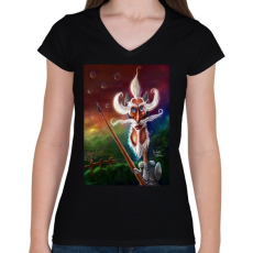 PRINTFASHION DonQuijote - Női V-nyakú póló - Fekete