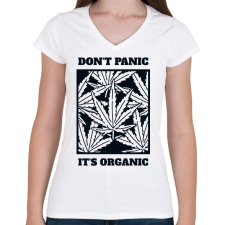 PRINTFASHION Dont Panic- Organic! - Női V-nyakú póló - Fehér női póló