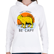 PRINTFASHION Dont worry be capy - Női kapucnis pulóver - Fehér női pulóver, kardigán