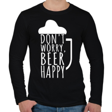 PRINTFASHION Dont Worry Beer Happy - Férfi hosszú ujjú póló - Fekete férfi póló
