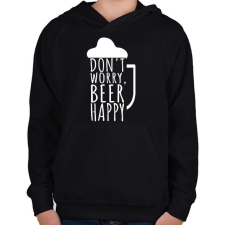 PRINTFASHION Dont Worry Beer Happy - Gyerek kapucnis pulóver - Fekete gyerek pulóver, kardigán