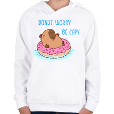 PRINTFASHION Donut worry be capy (kék) - Gyerek kapucnis pulóver - Fehér gyerek pulóver, kardigán