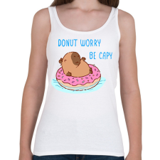 PRINTFASHION Donut worry be capy (kék) - Női atléta - Fehér női trikó