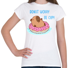 PRINTFASHION Donut worry be capy (kék) - Női póló - Fehér női póló