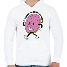 PRINTFASHION Donut worry be happy - Férfi kapucnis pulóver - Fehér