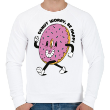 PRINTFASHION Donut worry be happy - Férfi pulóver - Fehér férfi pulóver, kardigán