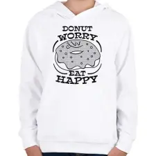 PRINTFASHION Donut worry eat happy - Gyerek kapucnis pulóver - Fehér gyerek pulóver, kardigán