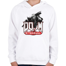 PRINTFASHION DOOM Eternal - Gyerek kapucnis pulóver - Fehér
