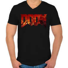 PRINTFASHION DOOM - Férfi V-nyakú póló - Fekete