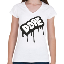 PRINTFASHION Dope logo - Női V-nyakú póló - Fehér női póló