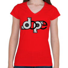 PRINTFASHION DOPE turbós logó - Női V-nyakú póló - Piros női póló