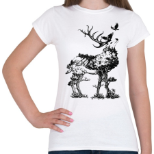 PRINTFASHION Double exposure Deer - Női póló - Fehér női póló