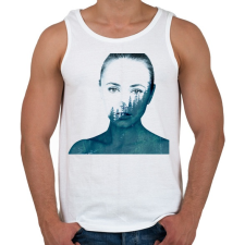 PRINTFASHION Double exposure Girl - Férfi atléta - Fehér atléta, trikó