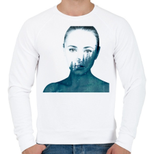 PRINTFASHION Double exposure Girl - Férfi pulóver - Fehér férfi pulóver, kardigán