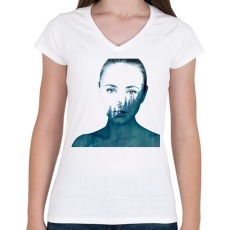 PRINTFASHION Double exposure Girl - Női V-nyakú póló - Fehér