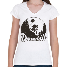 PRINTFASHION Downhill bringás - Női V-nyakú póló - Fehér női póló