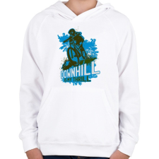 PRINTFASHION Downhill kék  - Gyerek kapucnis pulóver - Fehér gyerek pulóver, kardigán