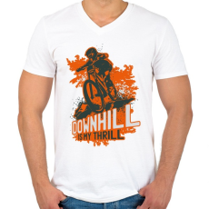 PRINTFASHION Downhill narancsszín - Férfi V-nyakú póló - Fehér