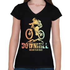 PRINTFASHION downhill - Női V-nyakú póló - Fekete női póló