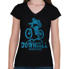 PRINTFASHION downhill - Női V-nyakú póló - Fekete