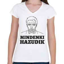 PRINTFASHION Dr. House - mindenki hazudik - Női V-nyakú póló - Fehér női póló