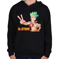PRINTFASHION Dr. Stone  - Gyerek kapucnis pulóver - Fekete