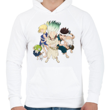 PRINTFASHION Dr. Stone team - Férfi kapucnis pulóver - Fehér férfi pulóver, kardigán
