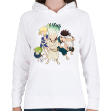 PRINTFASHION Dr. Stone team - Női kapucnis pulóver - Fehér női pulóver, kardigán