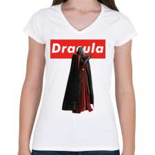 PRINTFASHION Dracula - Női V-nyakú póló - Fehér női póló