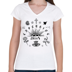 PRINTFASHION Drága bőr - Női V-nyakú póló - Fehér