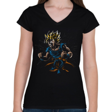 PRINTFASHION Dragon Ball Goku - Női V-nyakú póló - Fekete