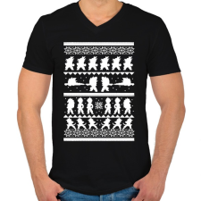 PRINTFASHION Dragon Ball karácsonyi minta - Férfi V-nyakú póló - Fekete férfi póló