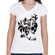 PRINTFASHION Dragon Ball - Női V-nyakú póló - Fehér