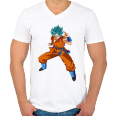 PRINTFASHION dragon ball ssj-goku - Férfi V-nyakú póló - Fehér