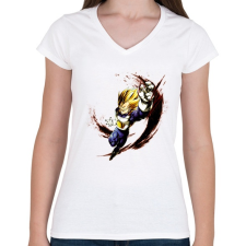 PRINTFASHION dragon ball super-saiyan-blue-goku - Női V-nyakú póló - Fehér női póló