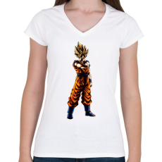 PRINTFASHION dragon ball super-saiyan - Női V-nyakú póló - Fehér