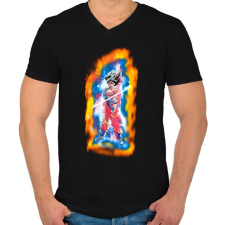PRINTFASHION Dragon ball- ultra-instinct-aura - Férfi V-nyakú póló - Fekete férfi póló