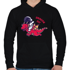 PRINTFASHION Dragon fly - Űrhajóssal - Férfi kapucnis pulóver - Fekete