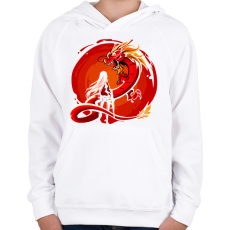 PRINTFASHION Dragon - Gyerek kapucnis pulóver - Fehér