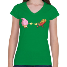 PRINTFASHION Dragonball kajaharc - Női V-nyakú póló - Zöld női póló