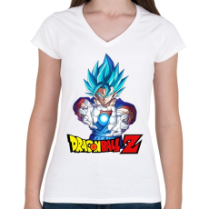 PRINTFASHION Dragonball Vegeta - Női V-nyakú póló - Fehér