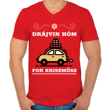 PRINTFASHION DRÁJVIN HÓM - Férfi V-nyakú póló - Piros férfi póló
