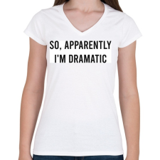 PRINTFASHION Dramatic - Női V-nyakú póló - Fehér női póló